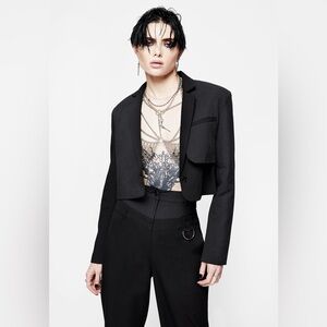 Disturbia Memoriam Spliced Pinstripe Crop Blazer US 6 / UK 10